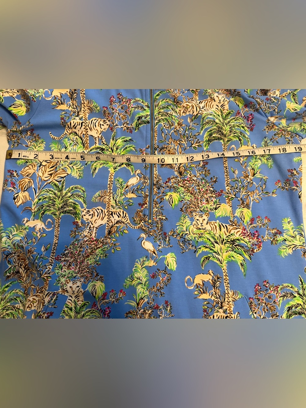 Lilly Pulitzer Blue Tropical Print Long-Sleeve Shift Dress - Picture 5 of 5